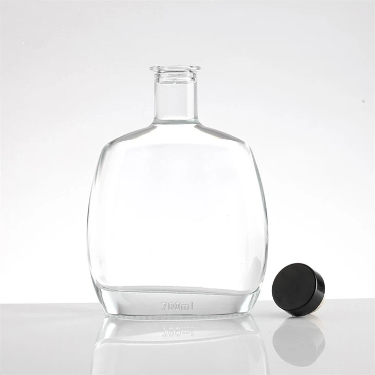 Rectangular Glass Bottle 700ml With Black Cap